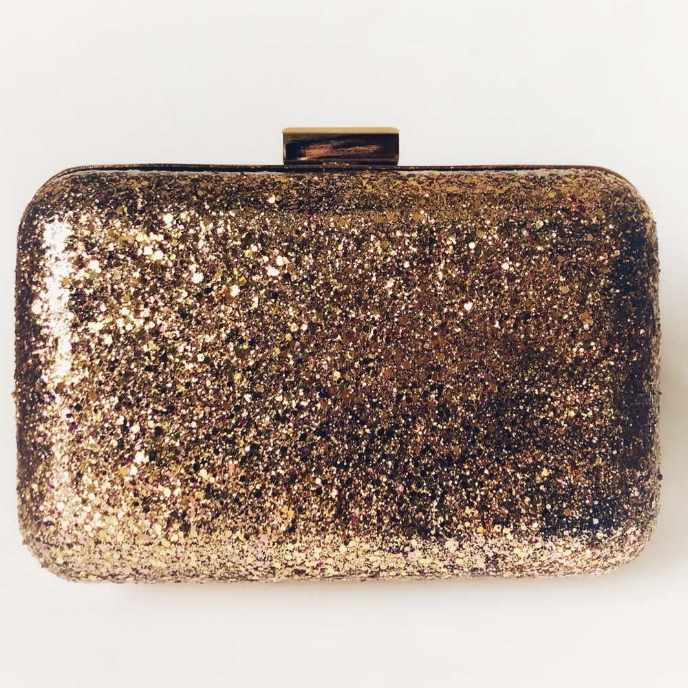 Handmade gold glitter mini clutch